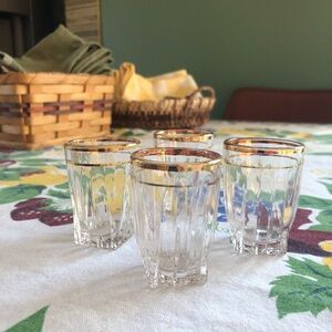 Vintage Gold Rimmed Federal Glass Shot Glass Set